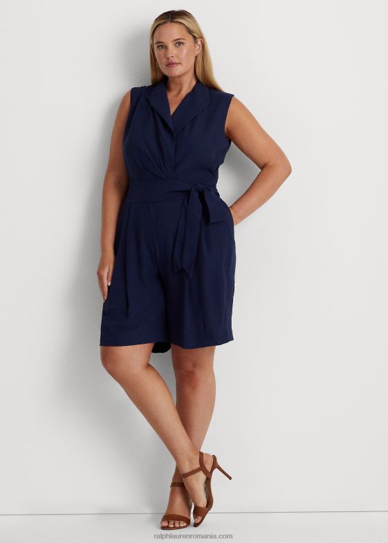 marina rafinată femei Ralph Lauren salopetă fără mâneci georgette cu centură 046884685