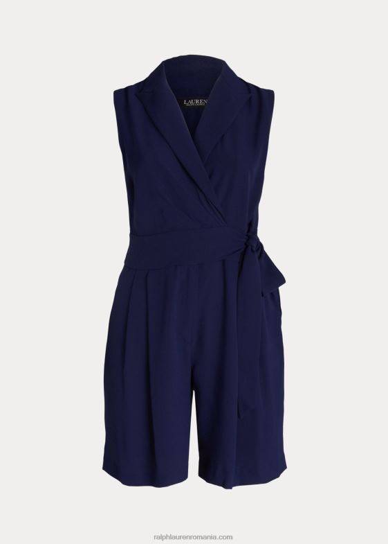 marina rafinată femei Ralph Lauren salopetă fără mâneci georgette cu centură 046884685
