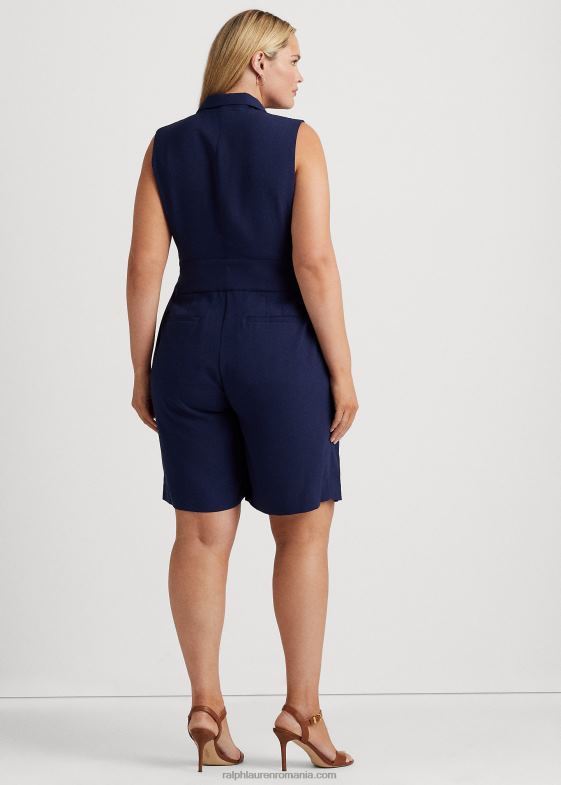 marina rafinată femei Ralph Lauren salopetă fără mâneci georgette cu centură 046884685