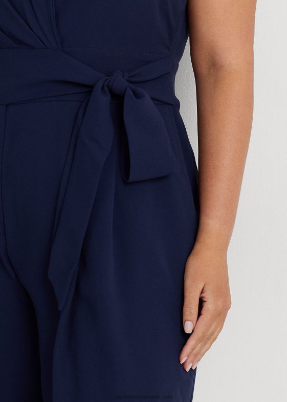 marina rafinată femei Ralph Lauren salopetă fără mâneci georgette cu centură 046884685