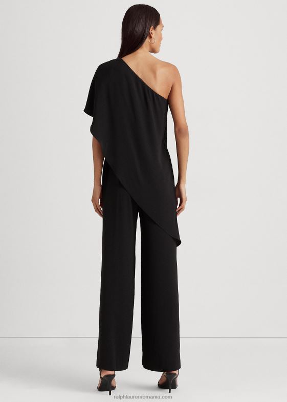 negru femei Ralph Lauren salopetă pelerina georgette cu un singur umăr 046884100