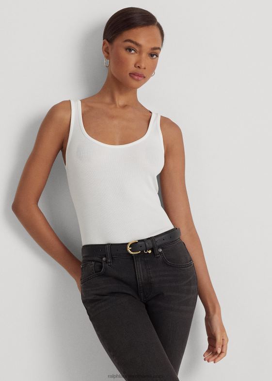 alb femei Ralph Lauren maiou din amestec de bumbac 046883824