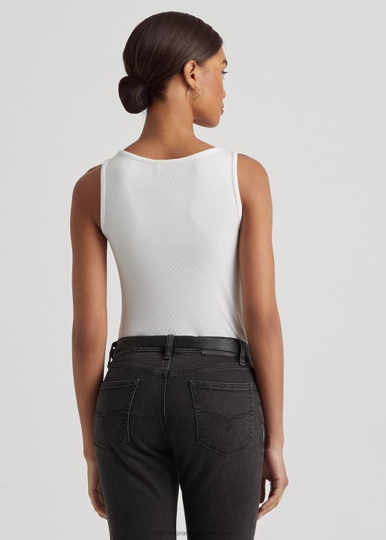 alb femei Ralph Lauren maiou din amestec de bumbac 046883824