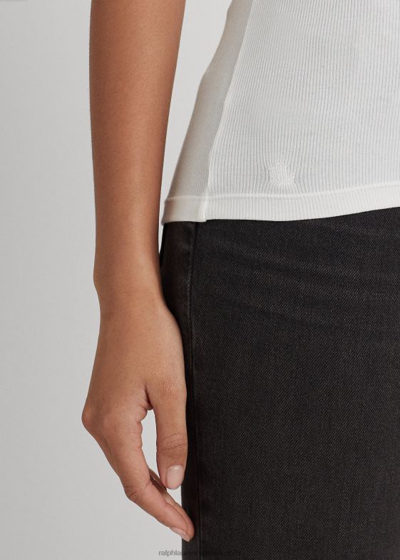 alb femei Ralph Lauren maiou din amestec de bumbac 046883824