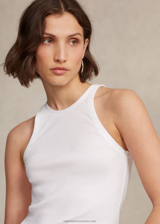 alb femei Ralph Lauren maiou din bumbac cu nervuri 046882869