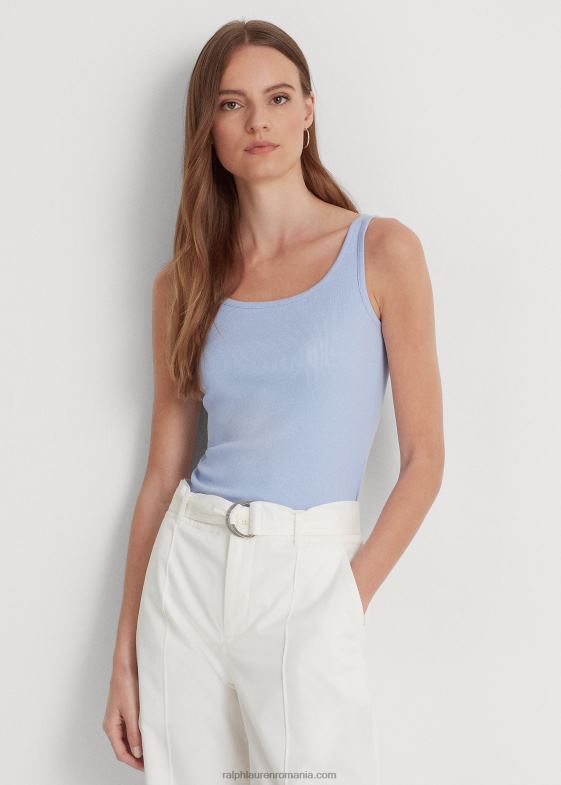 albastru pietriș femei Ralph Lauren maiou din amestec de bumbac 046884313