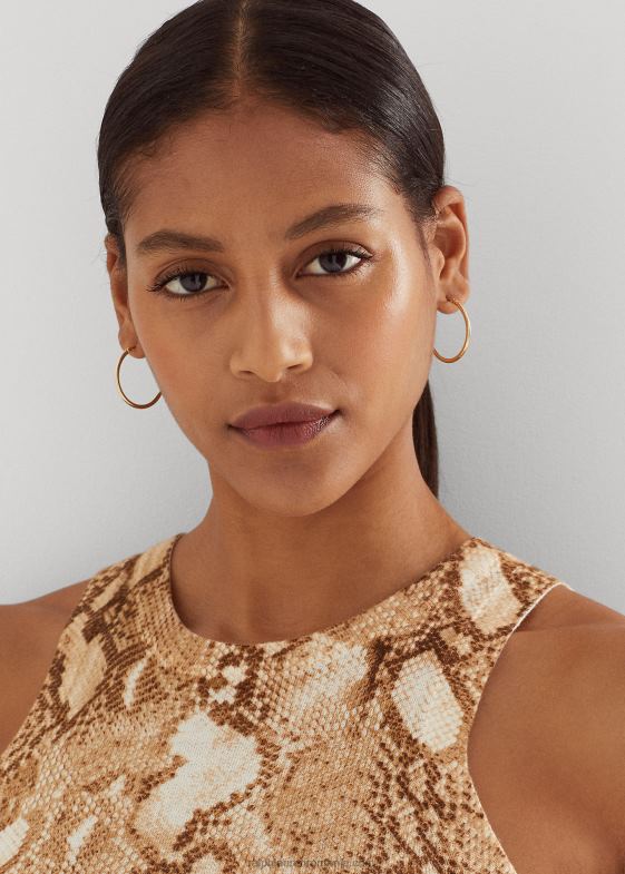 cremă multi femei Ralph Lauren Maieu din amestec de bumbac cu imprimeu piele de șarpe 046884896