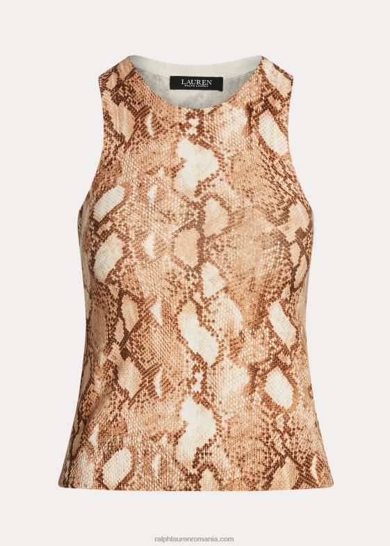cremă multi femei Ralph Lauren Maieu din amestec de bumbac cu imprimeu piele de șarpe 046889508
