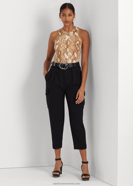 cremă multi femei Ralph Lauren Maieu din amestec de bumbac cu imprimeu piele de șarpe 046889508