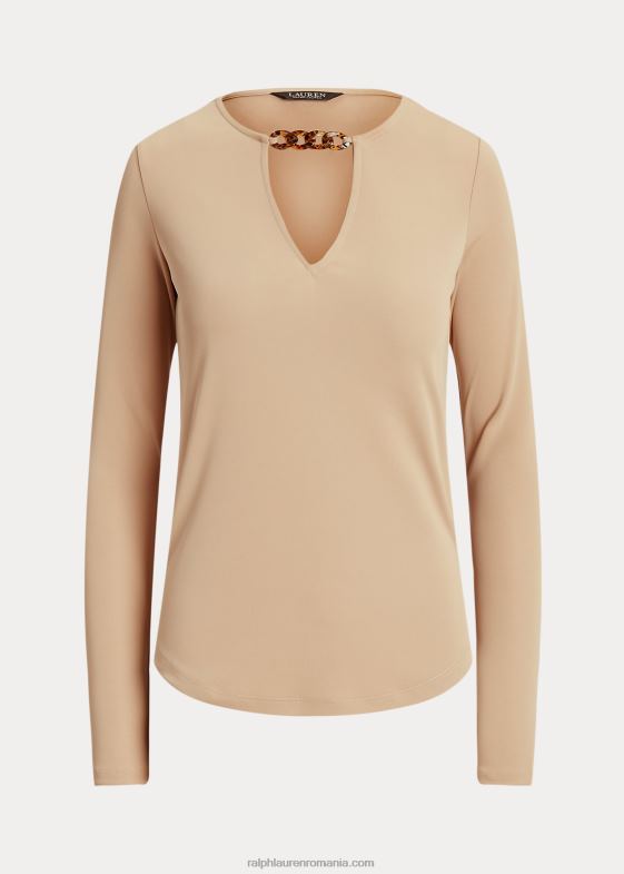 bronz de mesteacăn femei Ralph Lauren top din jerseu elastic cu garnitură în lanț 046884304