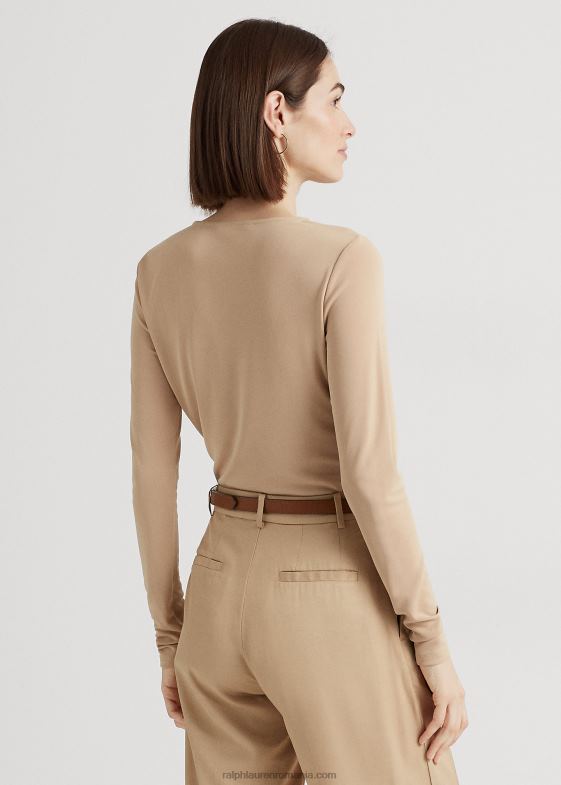 bronz de mesteacăn femei Ralph Lauren top din jerseu elastic cu garnitură în lanț 046884304