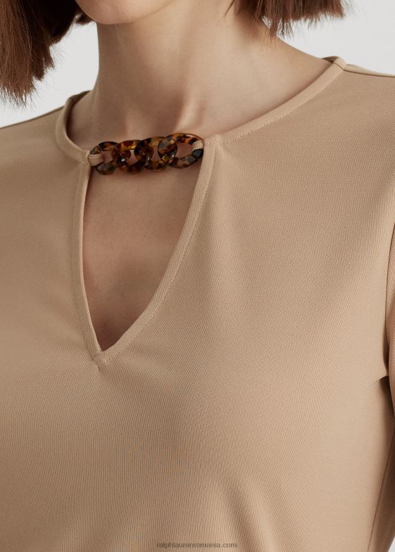 bronz de mesteacăn femei Ralph Lauren top din jerseu elastic cu garnitură în lanț 046884304