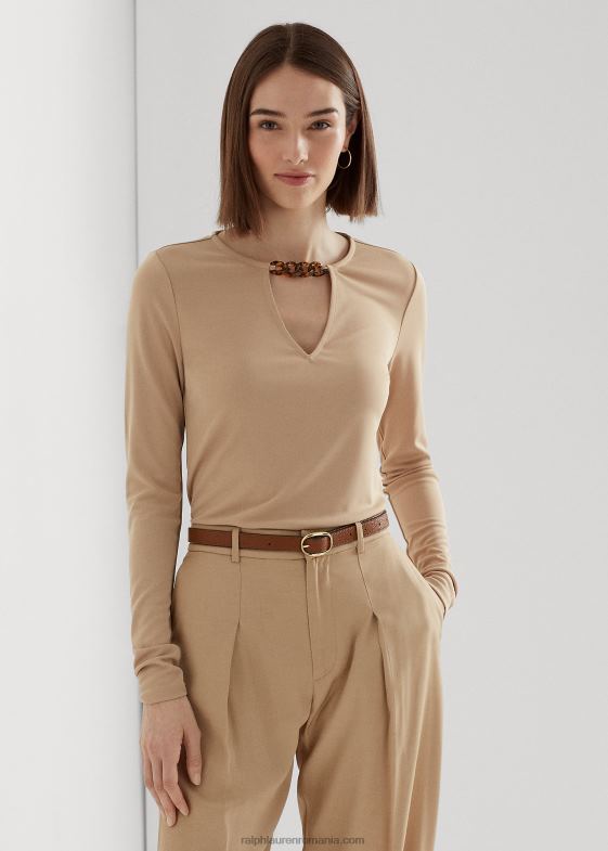 bronz de mesteacăn femei Ralph Lauren top din jerseu elastic cu garnitură în lanț 046884304