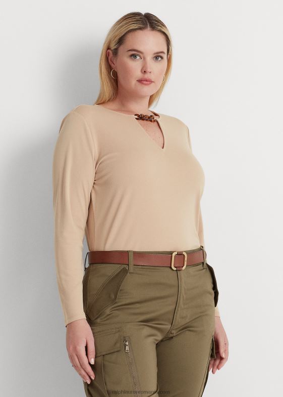 bronz de mesteacăn femei Ralph Lauren top din jerseu elastic cu garnitură în lanț 046884510