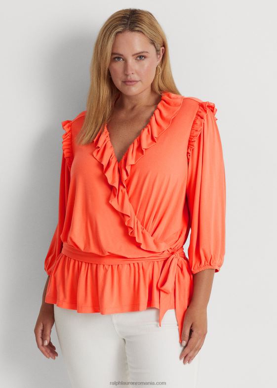 corali din port femei Ralph Lauren top peplum din jerseu cu curea 046884786