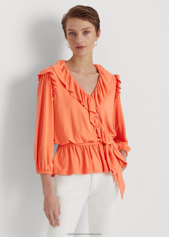 corali din port femei Ralph Lauren top peplum din jerseu cu curea 046884859
