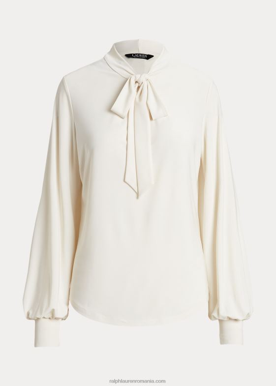 crema de mascarpone femei Ralph Lauren top din jerse elastic cu decolteu cravate 046884019