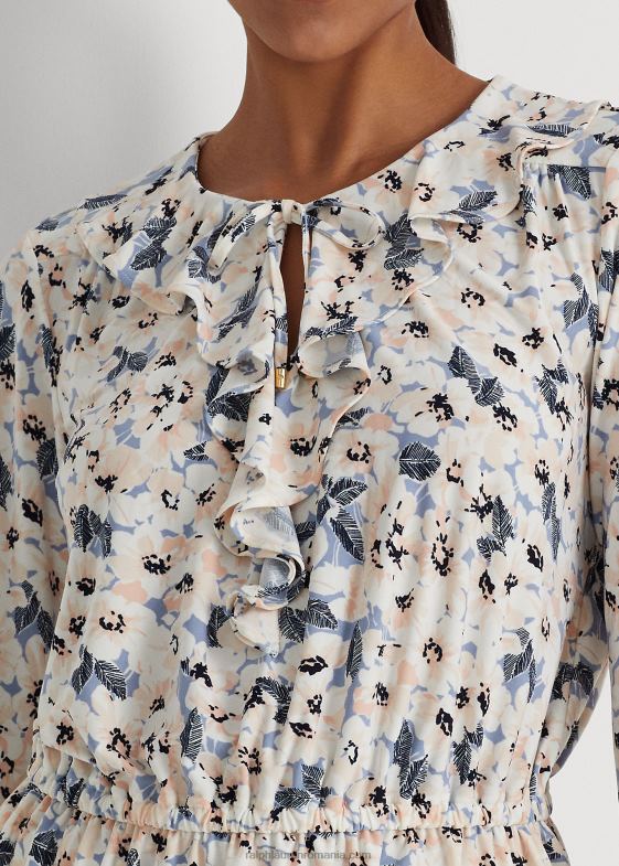 multi albastru femei Ralph Lauren top peplum din jerseu floral cu decolteu 046884102