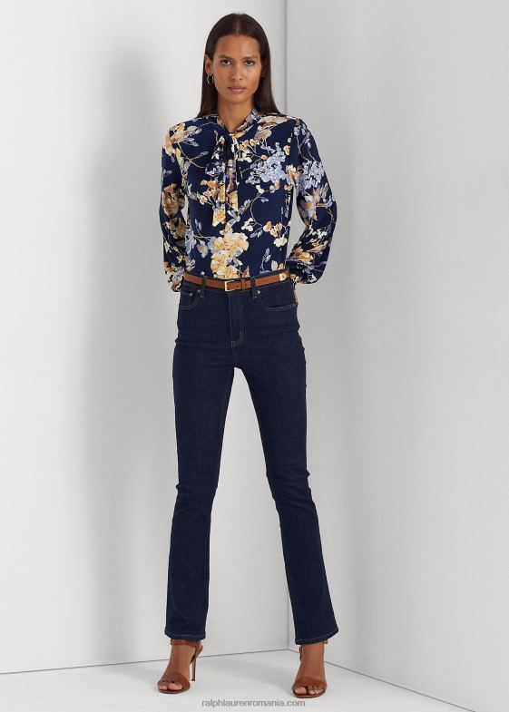 navy multi femei Ralph Lauren top din jerse elastic cu decolteu cu flori 046883992