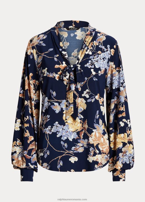 navy multi femei Ralph Lauren top din jerse elastic cu decolteu cu flori 046884392
