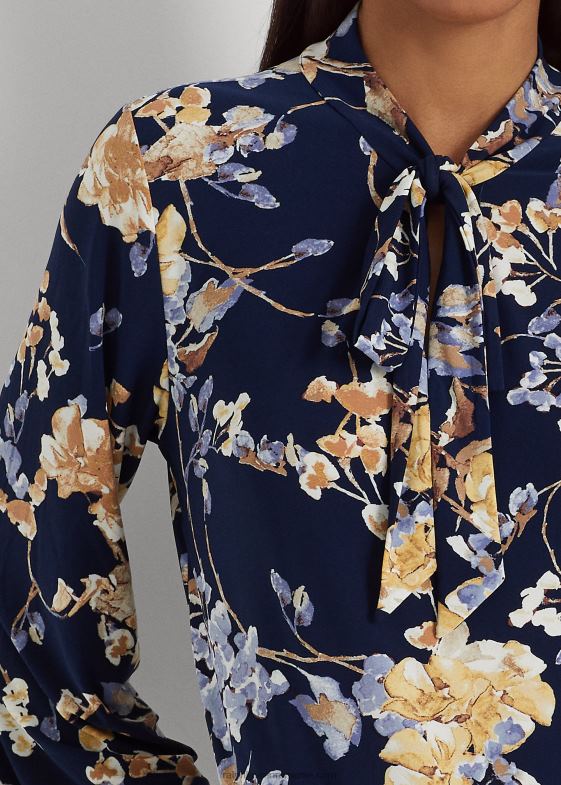 navy multi femei Ralph Lauren top din jerse elastic cu decolteu cu flori 046884392