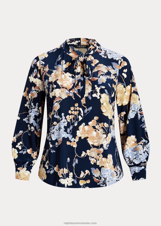 navy multi femei Ralph Lauren top din jerse elastic cu decolteu cu flori 046884695