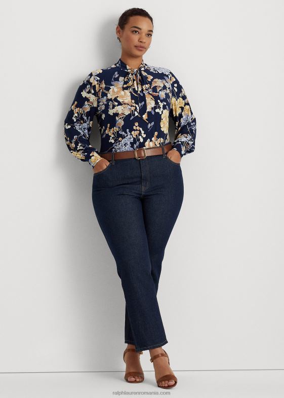 navy multi femei Ralph Lauren top din jerse elastic cu decolteu cu flori 046884695
