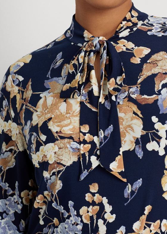 navy multi femei Ralph Lauren top din jerse elastic cu decolteu cu flori 046884695