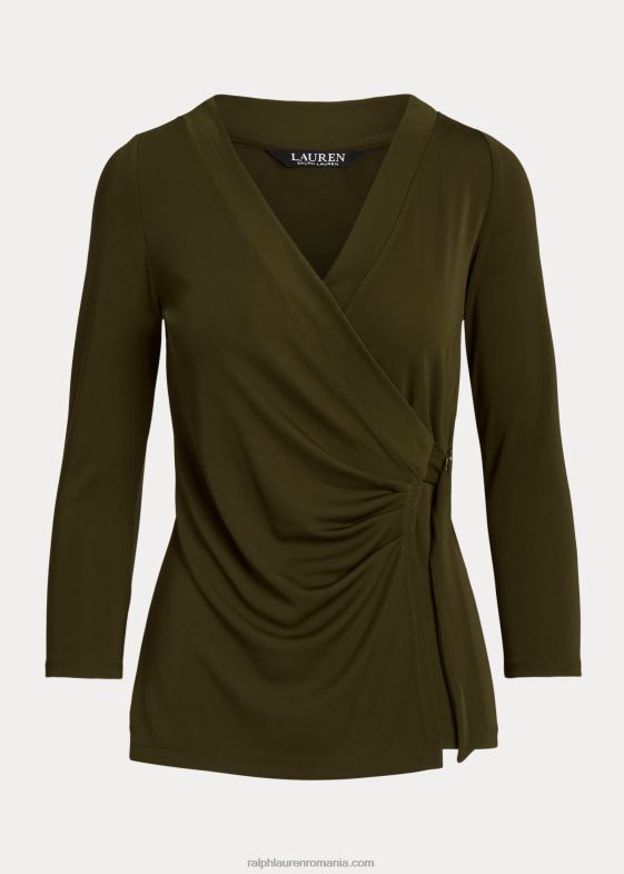 verde botanic femei Ralph Lauren top din jerseu elastic 046884280