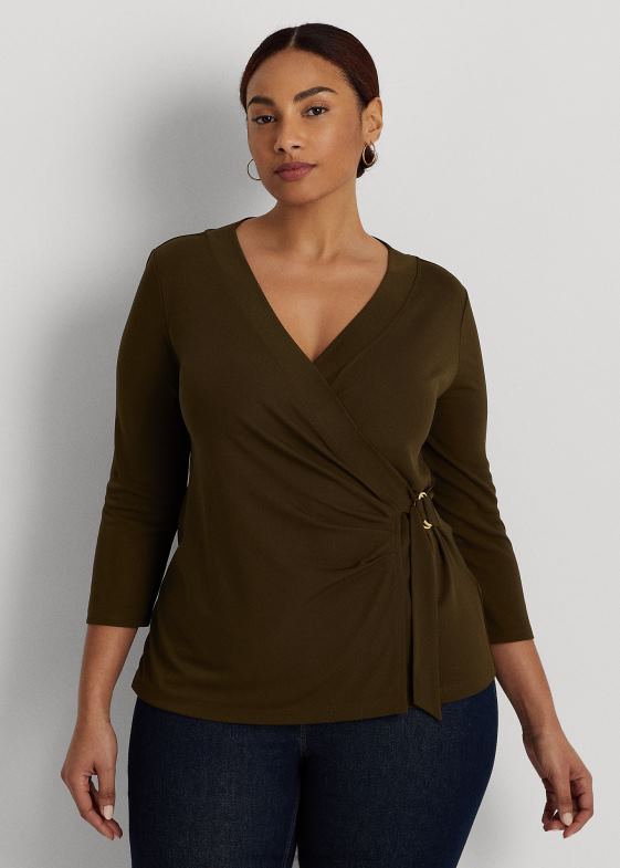 verde botanic femei Ralph Lauren top din jerseu elastic 046884493