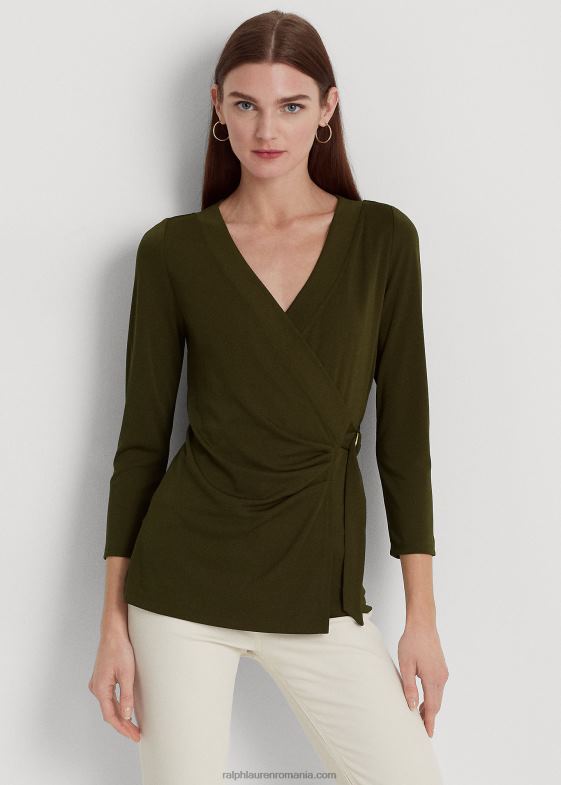 verde botanic femei Ralph Lauren top din jerseu elastic 046889159