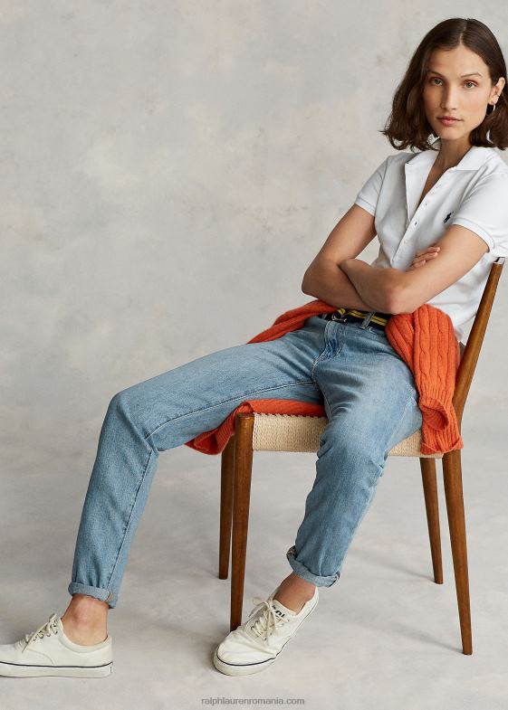 alb femei Ralph Lauren Tricou polo stretch slim fit 046883271