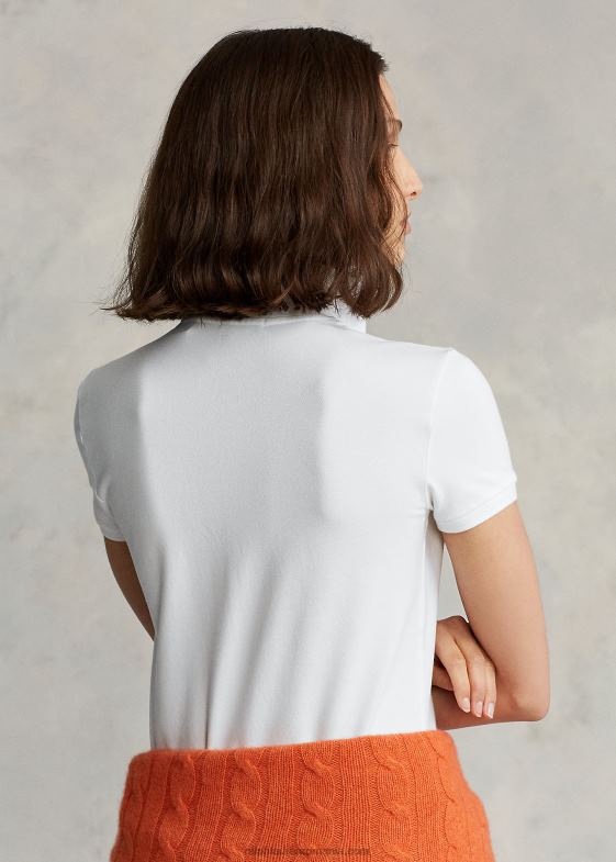 alb femei Ralph Lauren Tricou polo stretch slim fit 046883271