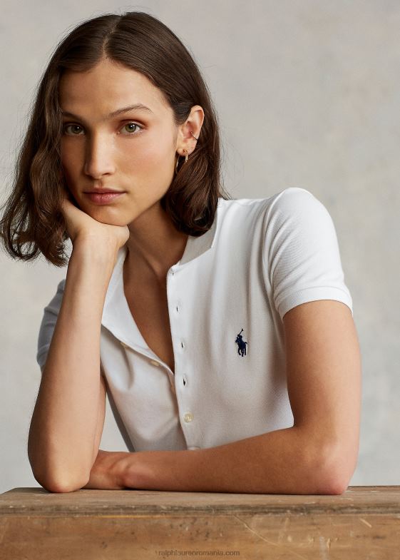 alb femei Ralph Lauren Tricou polo stretch slim fit 046883271