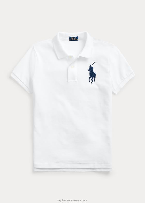 alb/marinier femei Ralph Lauren tricou polo skinny cu mare poney 046889495