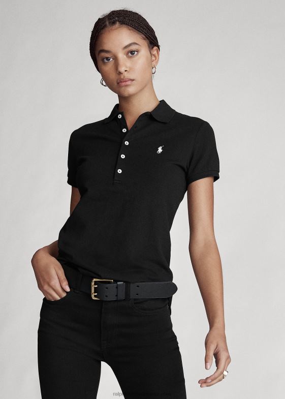alb negru femei Ralph Lauren Tricou polo stretch slim fit 046883273