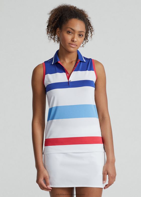 alb pur/albastru regal femei Ralph Lauren tricou polo fără mâneci croit 046883703