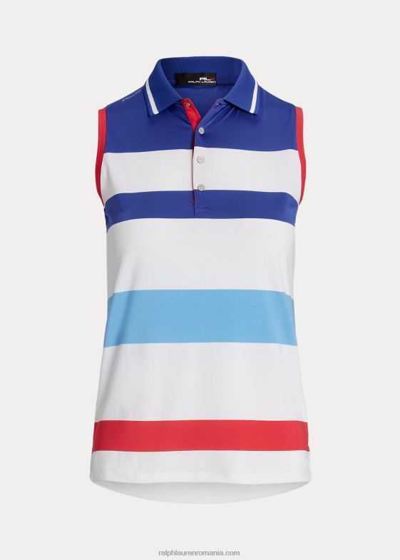 alb pur/albastru regal femei Ralph Lauren tricou polo fără mâneci croit 046883703