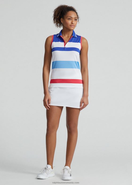 alb pur/albastru regal femei Ralph Lauren tricou polo fără mâneci croit 046883703