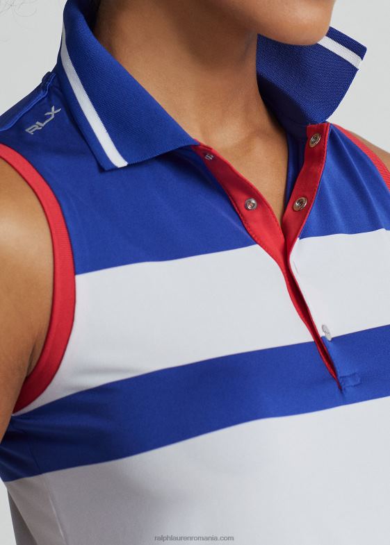 alb pur/albastru regal femei Ralph Lauren tricou polo fără mâneci croit 046883703