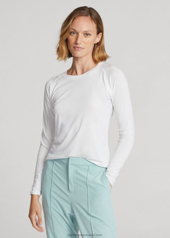 alb ceramic femei Ralph Lauren tricou cu mânecă lungă din jerseu 046883714