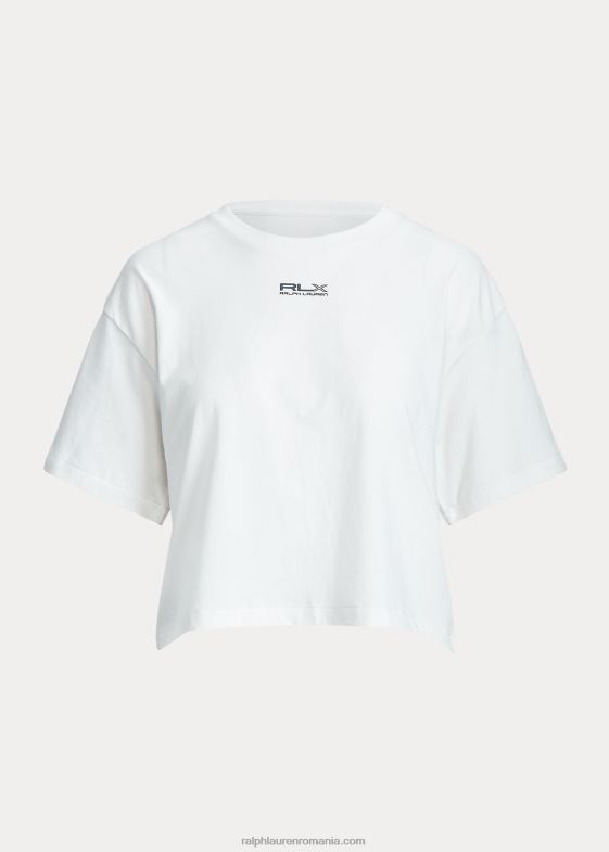 alb ceramic femei Ralph Lauren tricou din jerseu de bumbac decupat 046889172