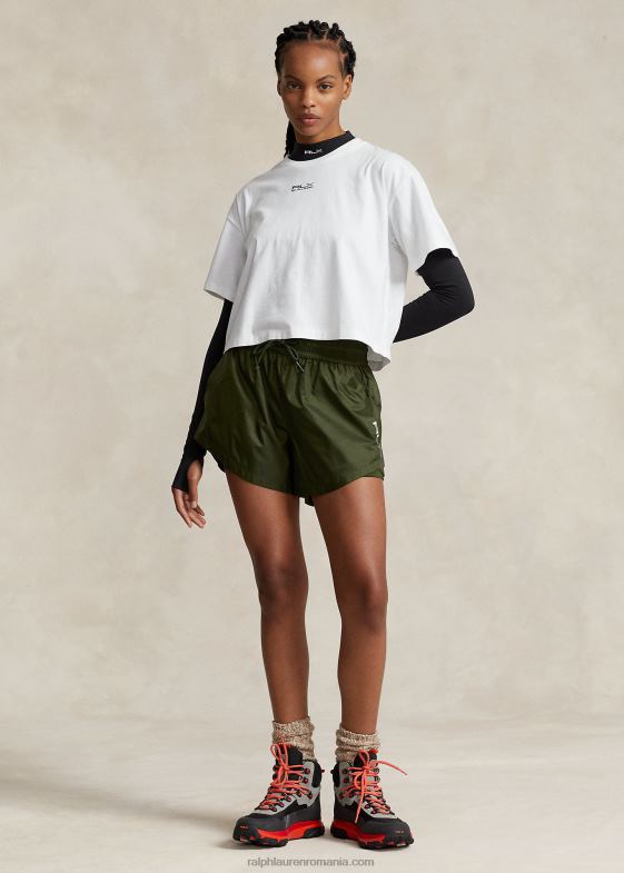 alb ceramic femei Ralph Lauren tricou din jerseu de bumbac decupat 046889172