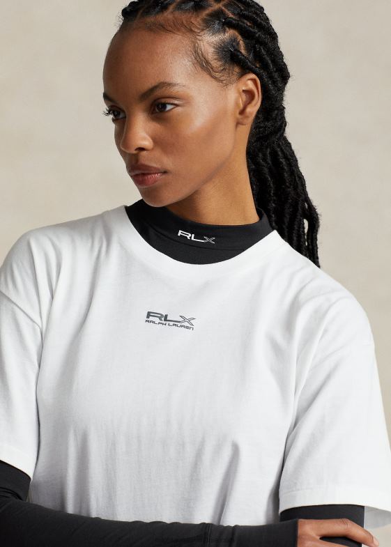 alb ceramic femei Ralph Lauren tricou din jerseu de bumbac decupat 046889172