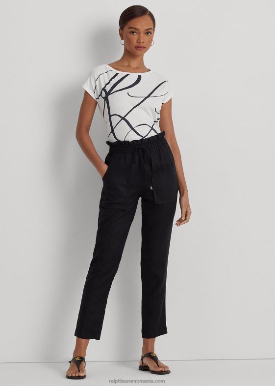 alb femei Ralph Lauren top din bumbac amestecat cu imprimeu logo 046884246