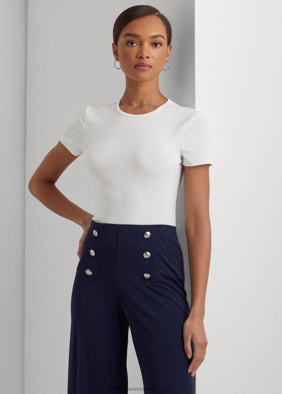 alb femei Ralph Lauren tricou din amestec de bumbac 046884255