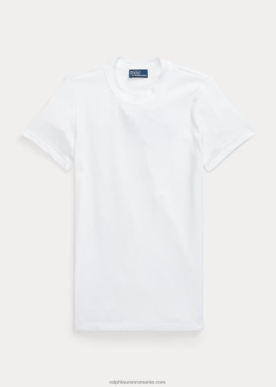 alb femei Ralph Lauren tricou din bumbac cu nervuri 046882873