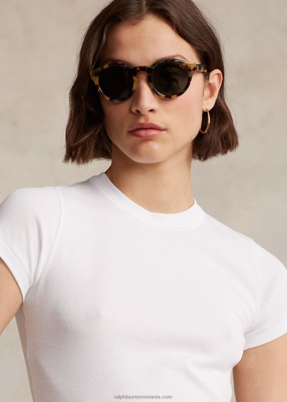 alb femei Ralph Lauren tricou din bumbac cu nervuri 046882873