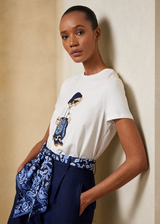 alb femei Ralph Lauren tricou din bumbac sarong polo 046889323