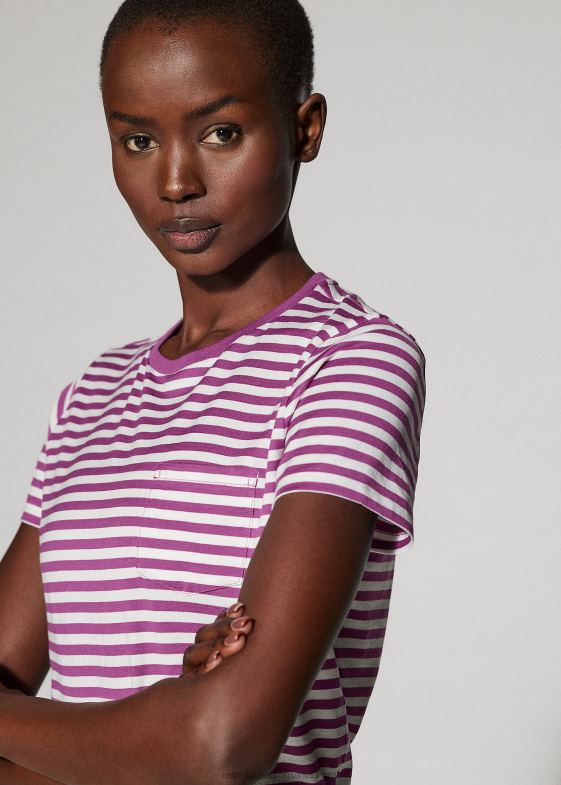 boabe strălucitoare/alb aproape femei Ralph Lauren tricou cu buzunar în dungi 046889130